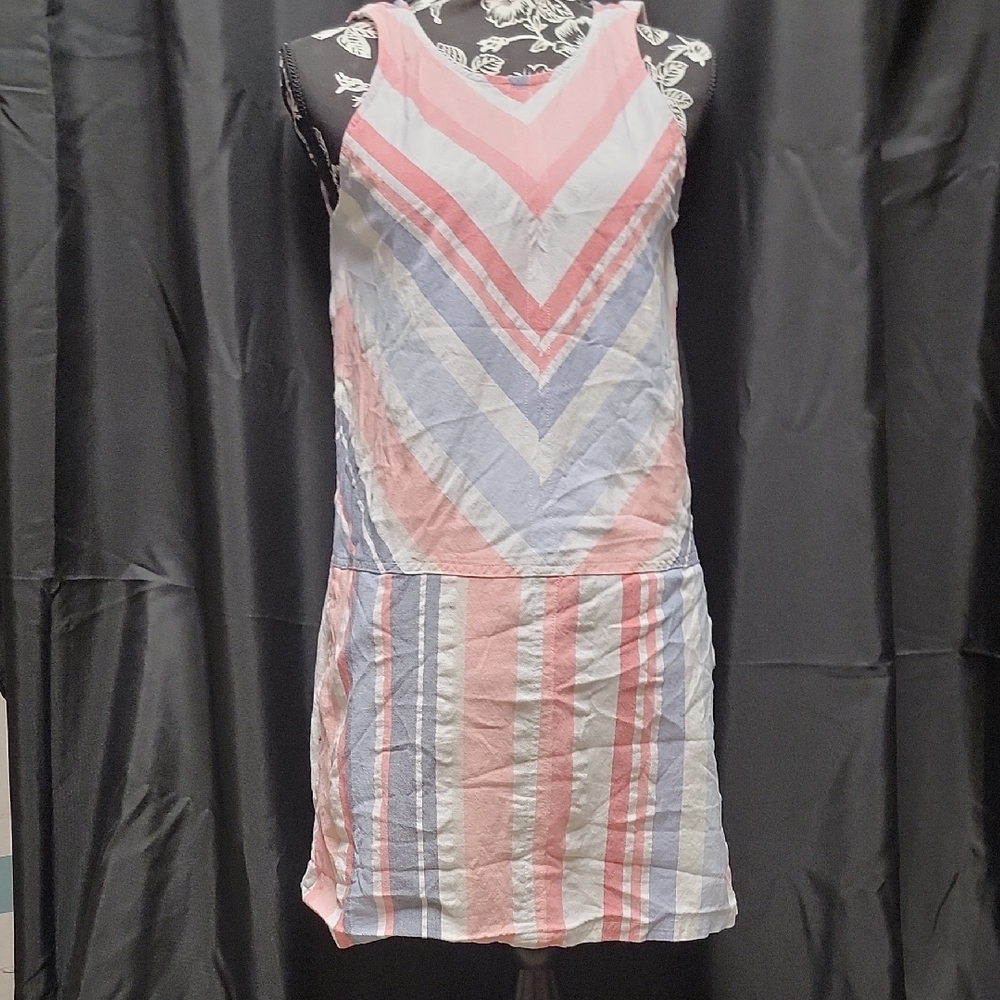 Striped Sleeveless Dress - Pink and Blue